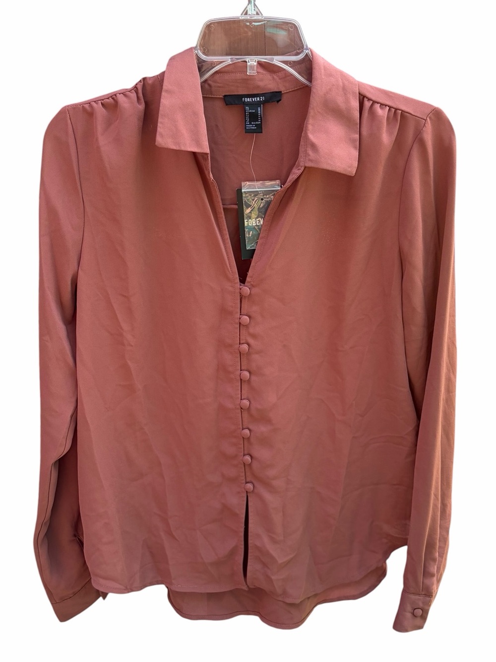 Forever 21 Rose-Mauve Button-Front Blouse